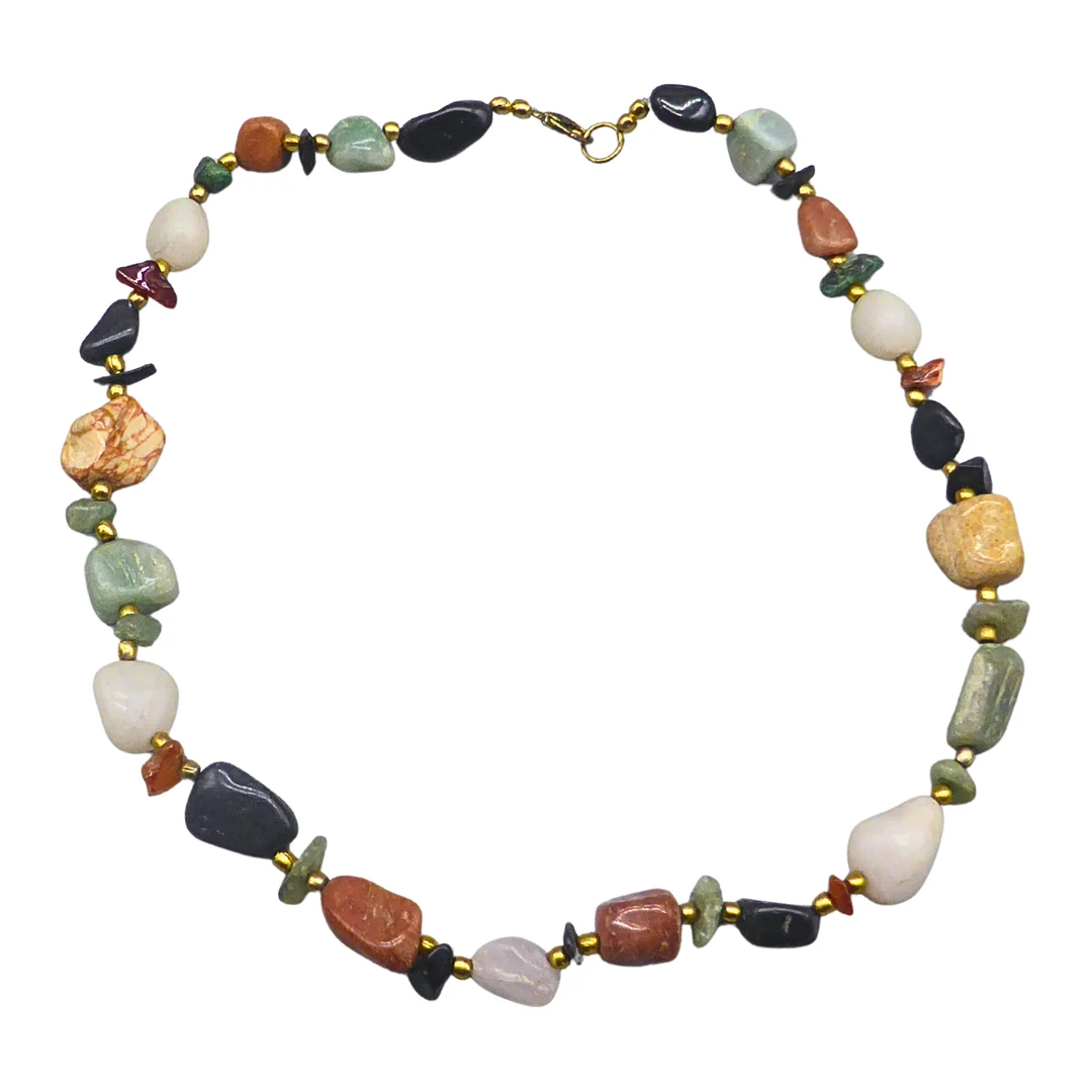HALSKETTE MIT BUNTEN STEINEN. — Necklace — Auktionshaus Stuber's Hammerschlag