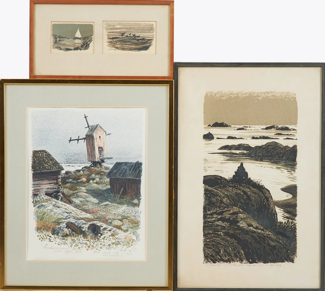 ROLAND SVENSSON. Litografier och teckning, 3 st, signerade. — Paintings — Stockholms Auktionsverk Sickla