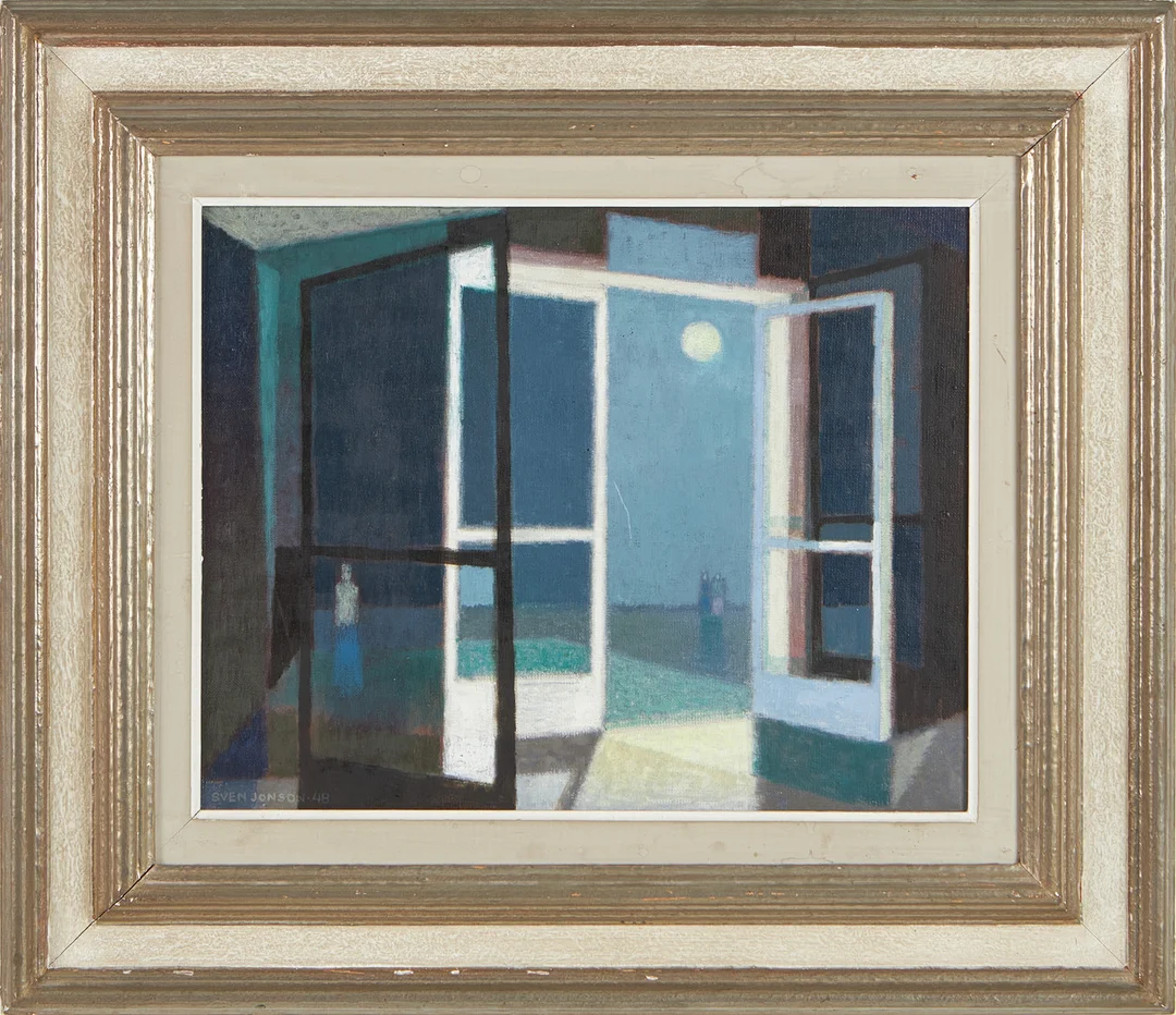 SVEN JONSON. "Den öppna dörren", olja på duk, signerad och daterad -48. — Paintings — Stockholms Auktionsverk Magasin 5