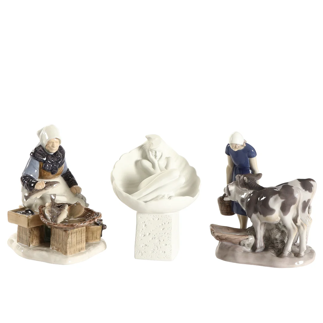 Bing & Grøndahl etc. Axel Locher and others Collection figures. (3) — Glass, porcelain and ceramics/Figures — Lauritz