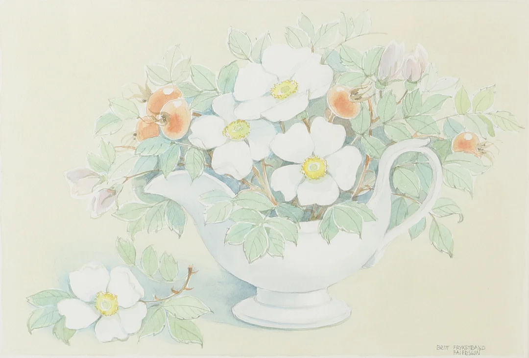 KERSTIN FRYKSTRAND. Blomsterstilleben, akvarell, signerad. — Paintings — Helsingborgs Auktionskammare