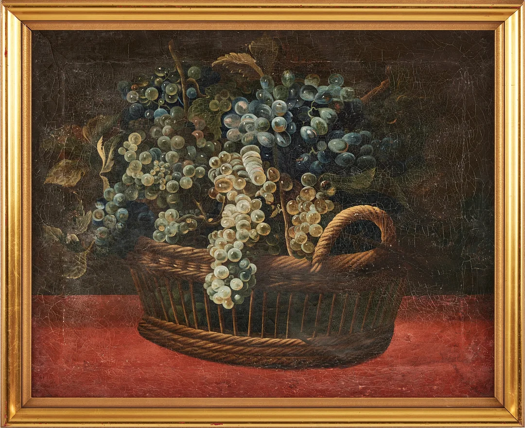 OKÄND KONSTNÄR, 1800-TAL. Stilleben med vindruvor. — Paintings — Stockholms Auktionsverk Magasin 5