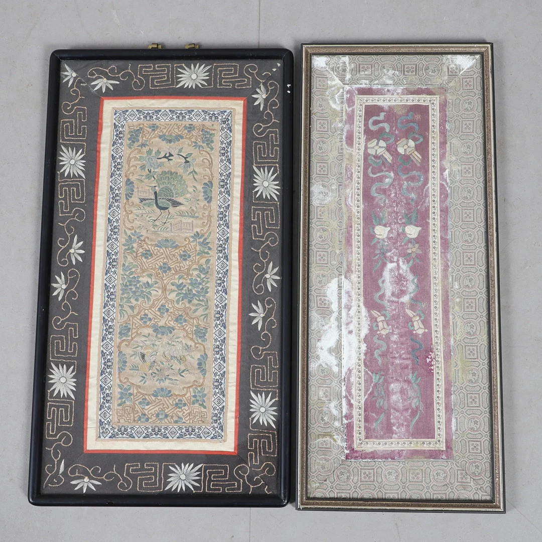 TWO CHINESE FRAMED EMBROIDERIES. — Textiles — Lawrences Auctioneers