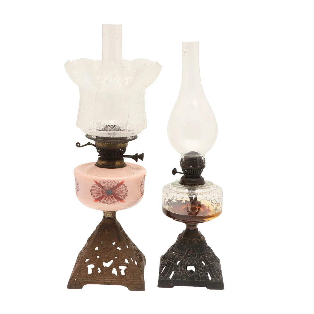 TWO OIL LAMPS. — Table Lamps — Lawrences Auctioneers