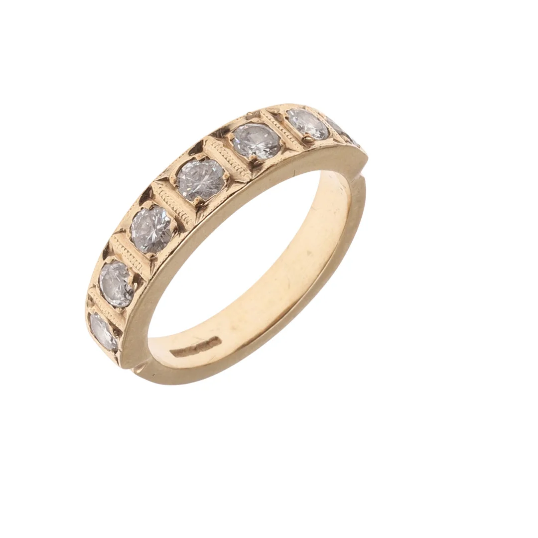A DIAMOND AND 9CT GOLD HALF HOOP RING. — Rings — Lawrences Auctioneers
