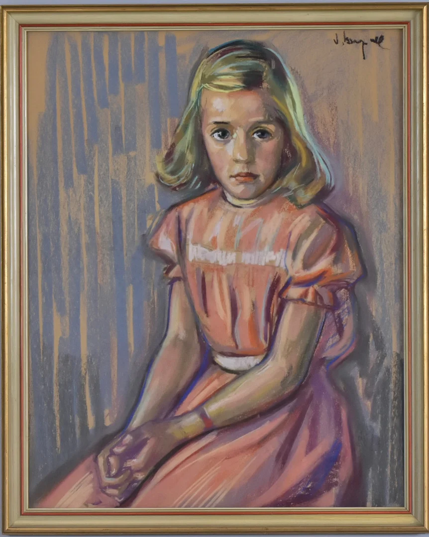 VIKTOR BERG. pastell, flickporträtt. — Drawings — Halmstads Auktionskammare