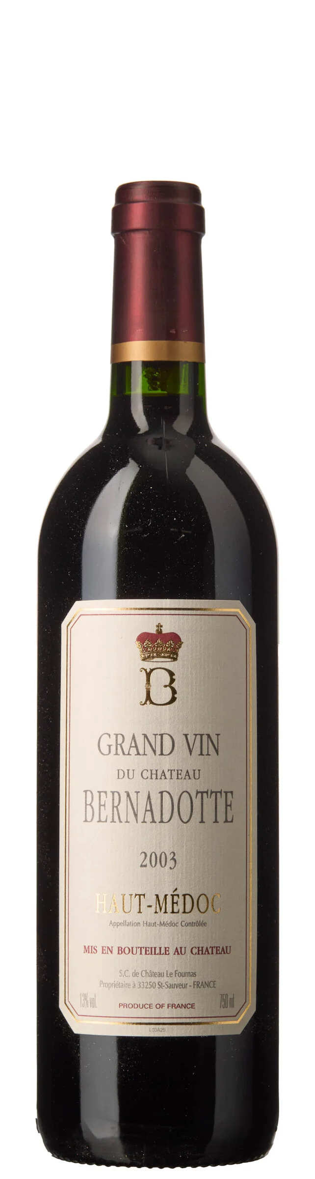 1 x Chateau Bernadotte 2003 — 1 x Chateau Bernadotte 2003 — Vin/Vin — Blomqvist