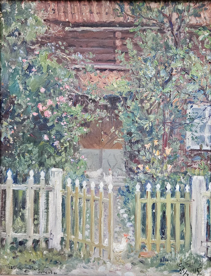 ERIK TRYGGELIN. Grimsta, Sorunda. Olja på duk, signerad E. Tryggelin och daterad 25/7 1915. — Paintings — Auktionshuset Thörner & Ek