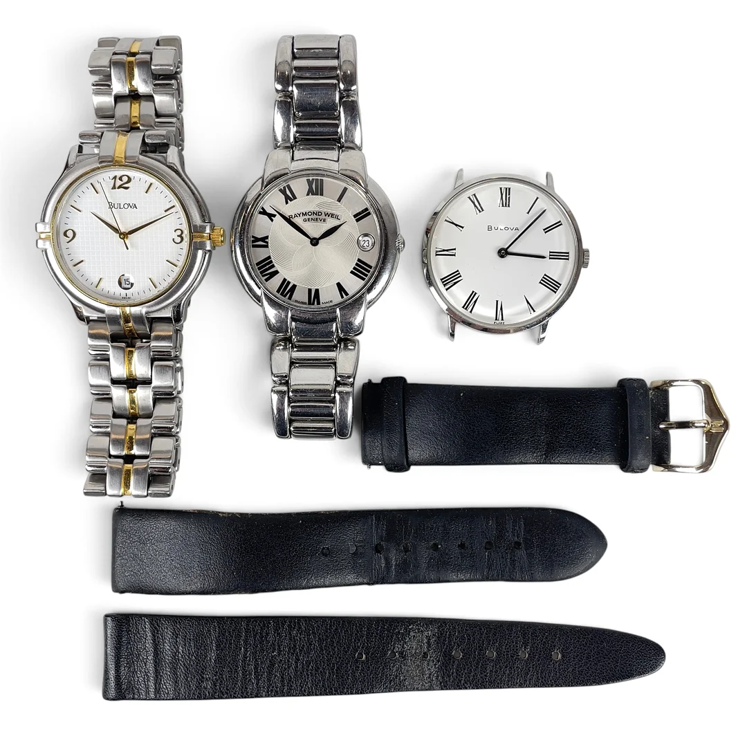 ARMBANDSUR, 3 st, Raymond Weil, modell Jasmine, Bulova, stål, quartz, manuell. — Wristwatches — Roslagens Auktionsverk
