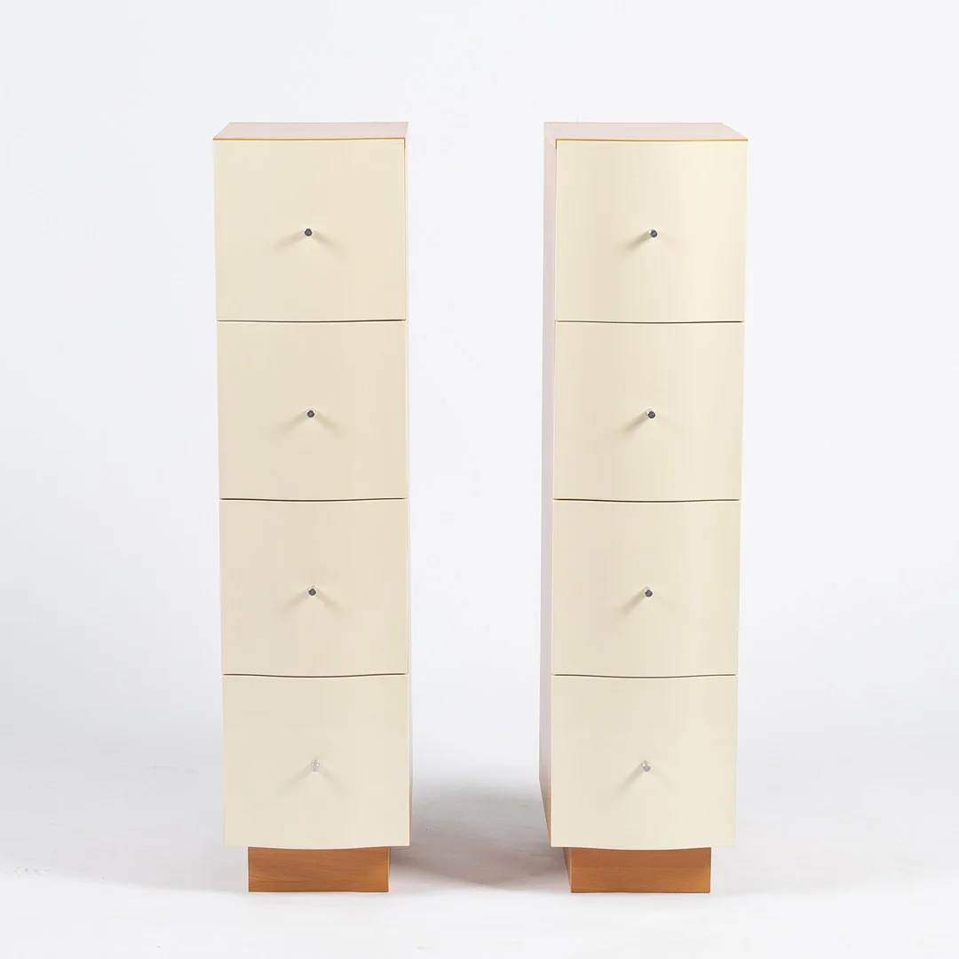 TOMAS JELINEK. Byråer, 2 st, "Vajer" Ikea, 1990-tal, stommar fanerade med bok, lådfronter i plast. — Chests of drawers — Stockholms Auktionsverk Helsingborg