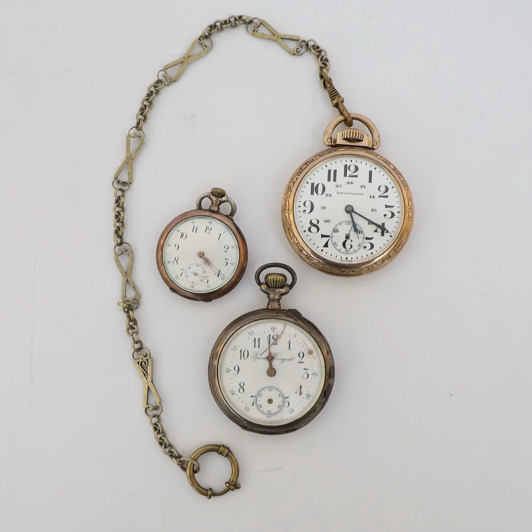 FICKUR, 3st, varav 2st silver. — Pocket & Stop Watches — Falun Auktionsbyrå