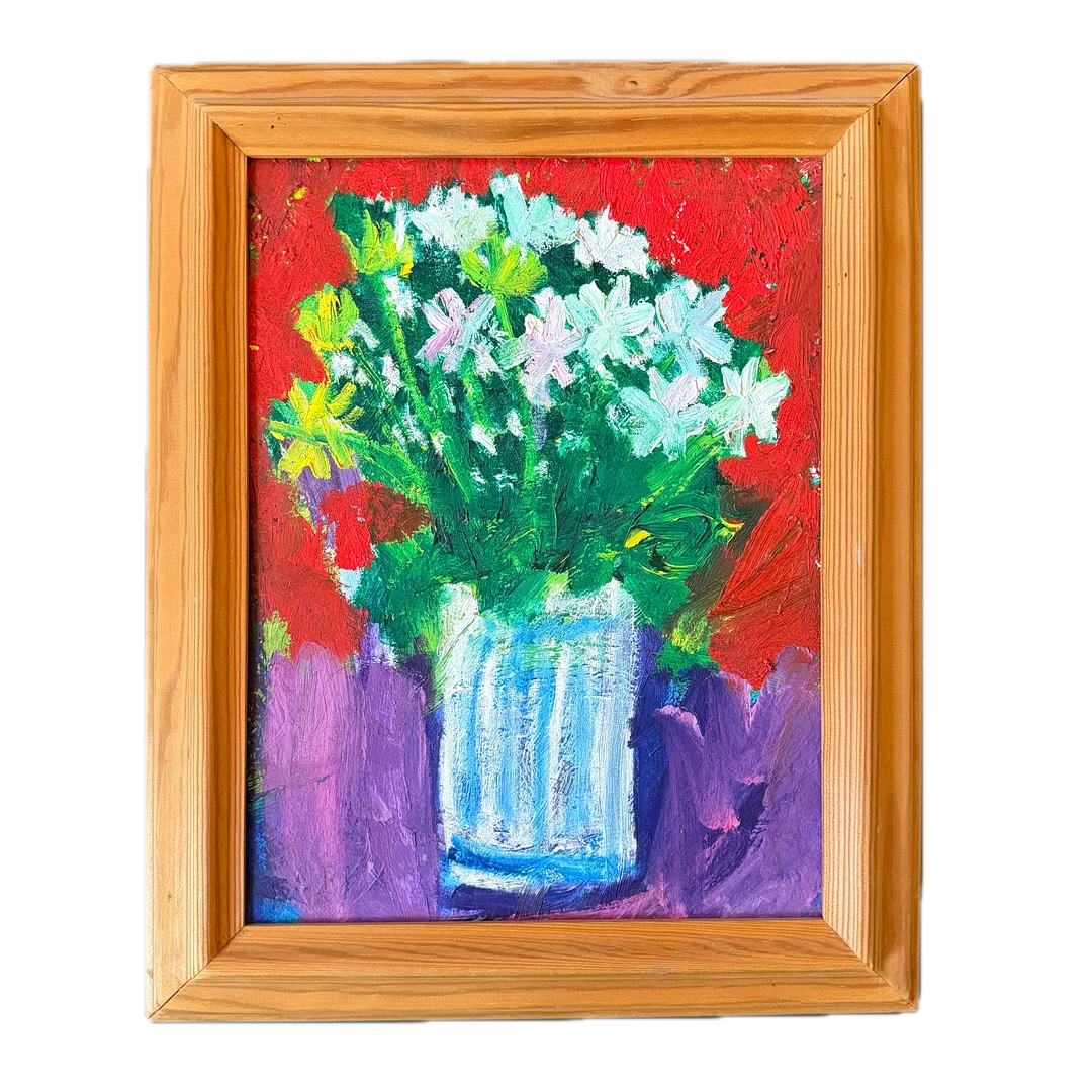 OIDENTIFIERAD KONSTNÄR. "Vitsippor i Glas" Signerad ERP. — Paintings — Auktionshuset STO Bohuslän