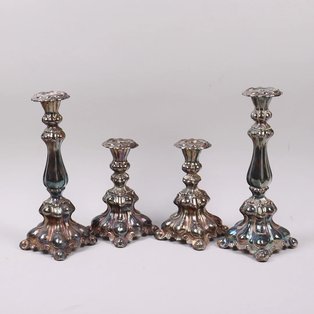 LJUSSTAKAR, nysilver, rokokostil, 2 par. — Candlesticks — Markus Auktioner