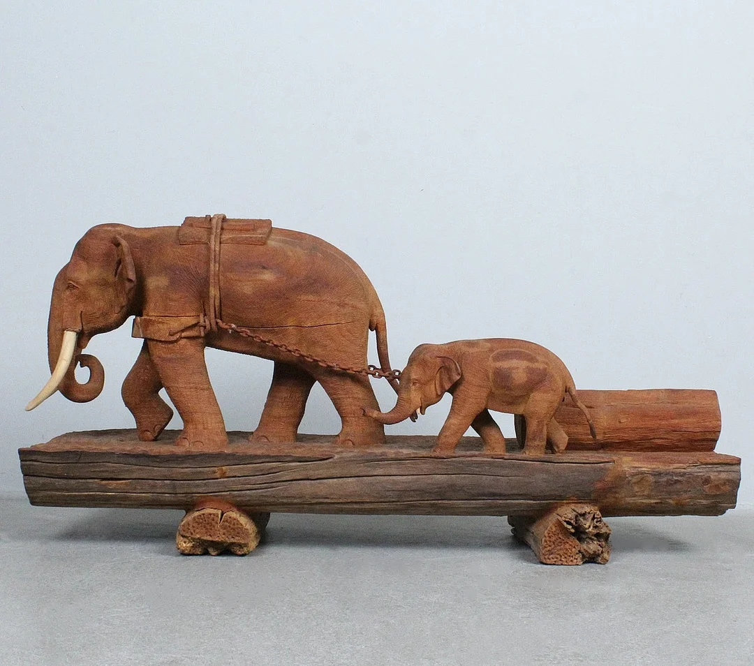 Skulpturaler Holzelefant aus Ceylon, Tropenholz. um die 1960er, Sri Lanka. — Sculptures & Bronzes — Stockholms Auktionsverk Düsseldorf/Neuss