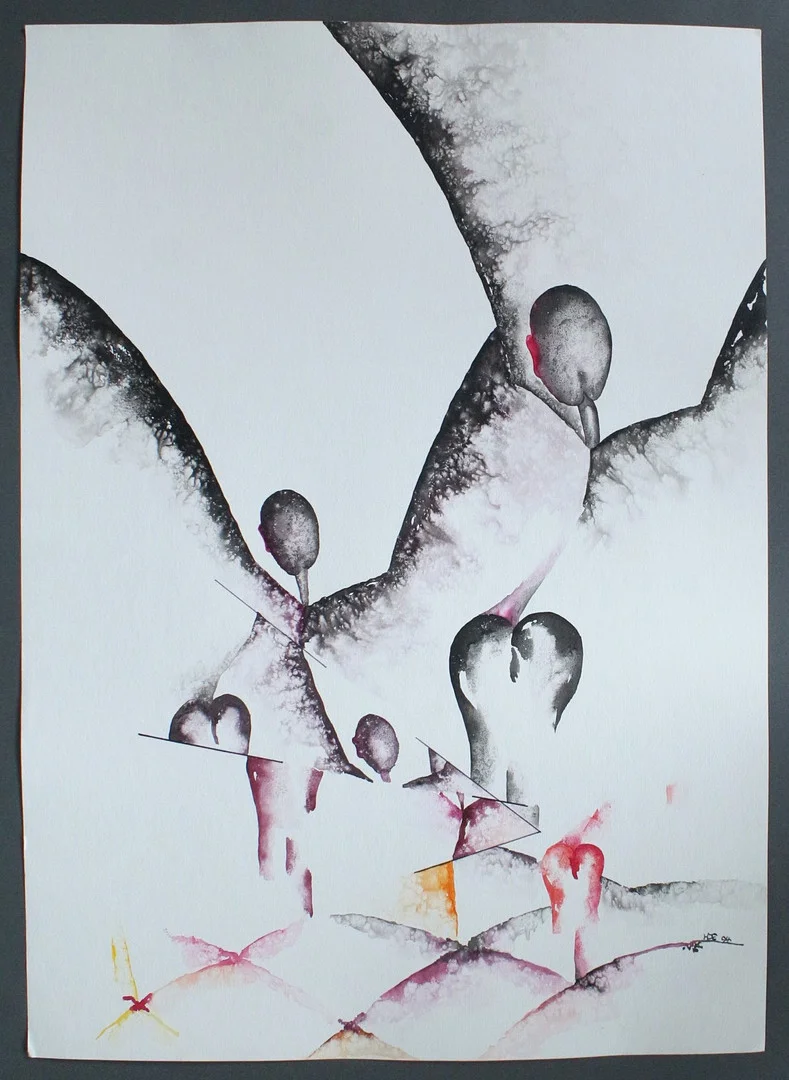 HEINZ DIETER EBERT. Mischtechnik, signiert, 1994, ca. 50 x 70 cm. — Drawings — Stockholms Auktionsverk Düsseldorf/Neuss