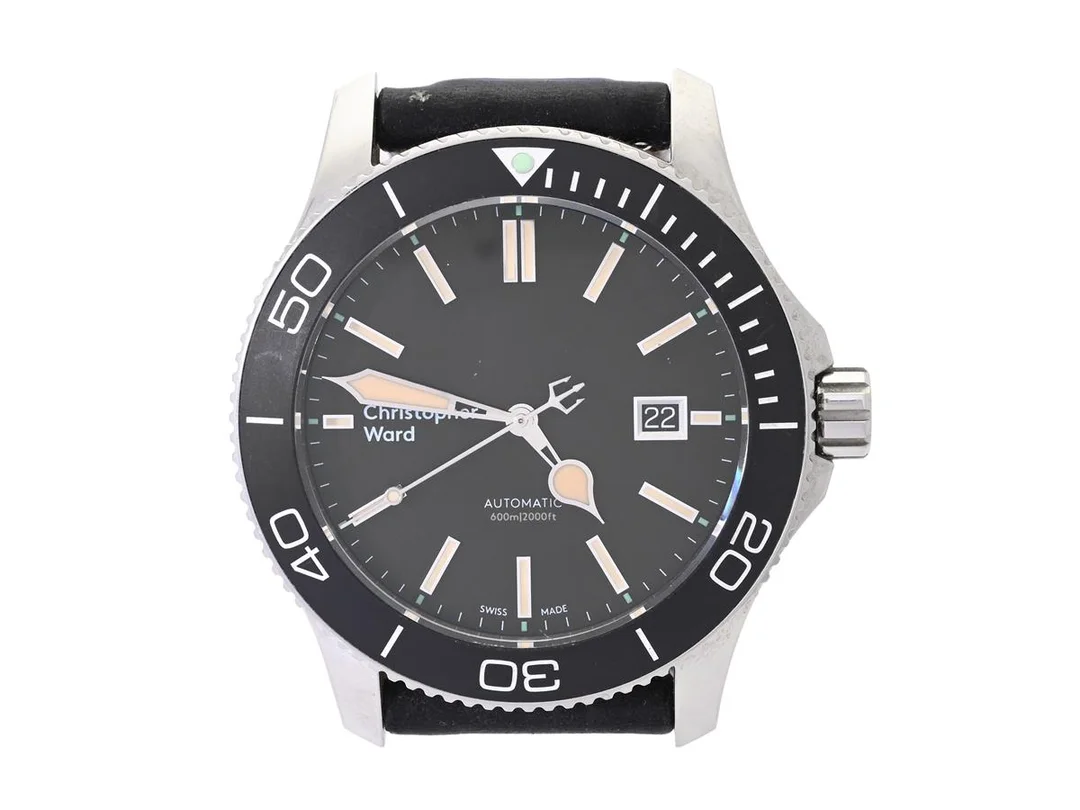 CHRISTOPHER WARD, C60, Trident Pro 600 (600m/2000ft), Cal SW 200-1, Boett nr. C6043ADA2-3250, herrur, 42 mm, stål, automatisk, safirglas (repor), datum, läderband (se fördjupad info), originalspänne, ca 2017. — Klockor/Övriga klockor — Kaplans