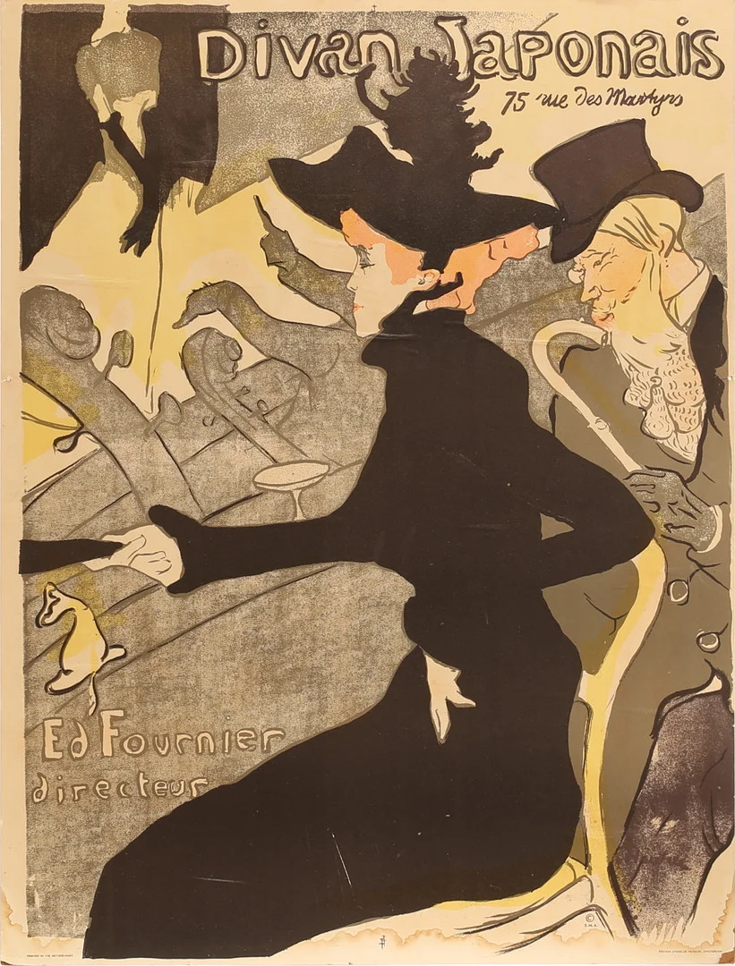 HENRI DE TOULOUSE-LAUTREC. Efter, litografiskt tryck, "Divan Japonais". — Engravings & Prints — RA Auktionsverket Norrköping