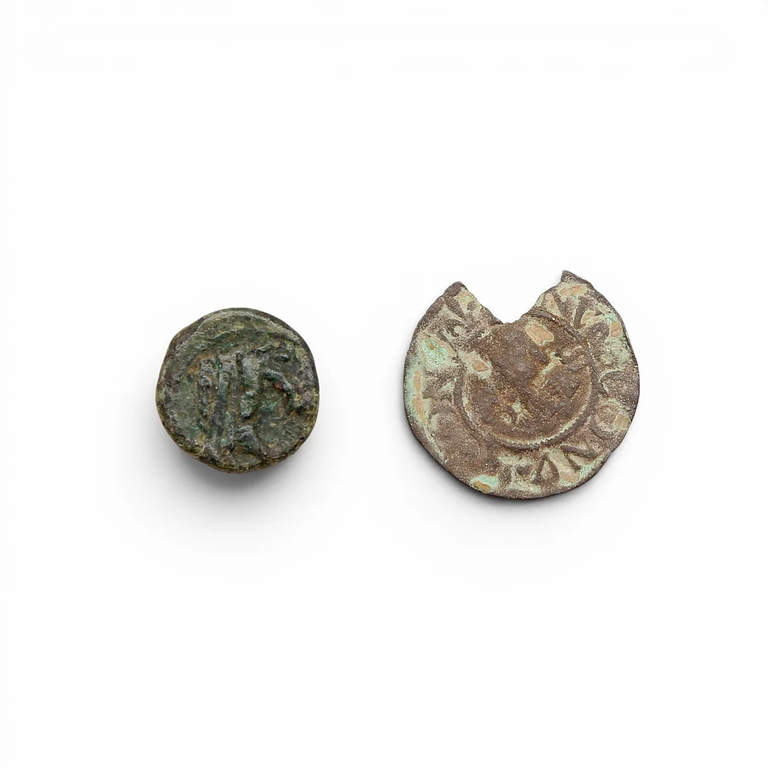 Cuadrante romano y cruzado de los Estados Germánicos en bronce y plata. — Coins & Banknotes — Balclis