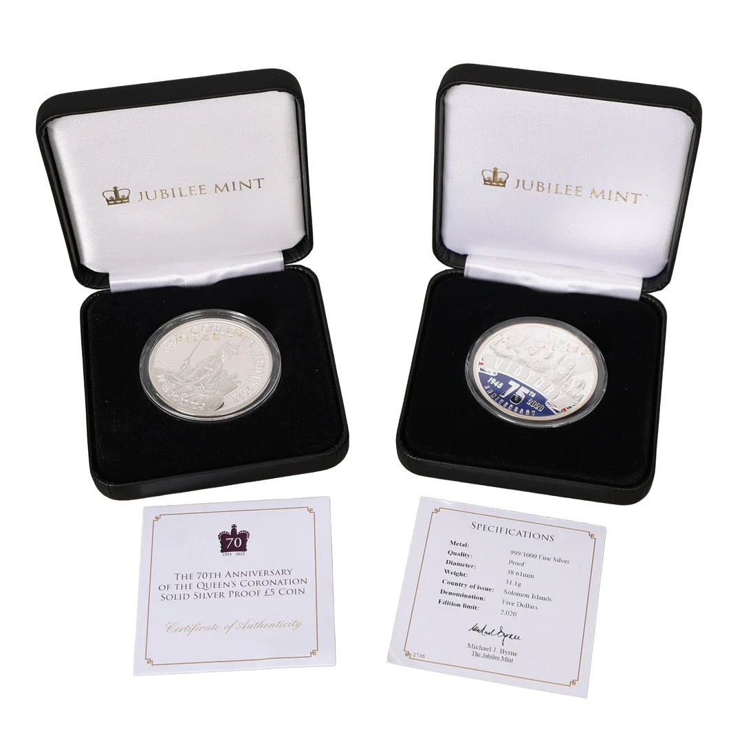 TWO COMMEMORATIVE SILVER PROOF COINS (2). — Coins & Banknotes — Bishop & Miller