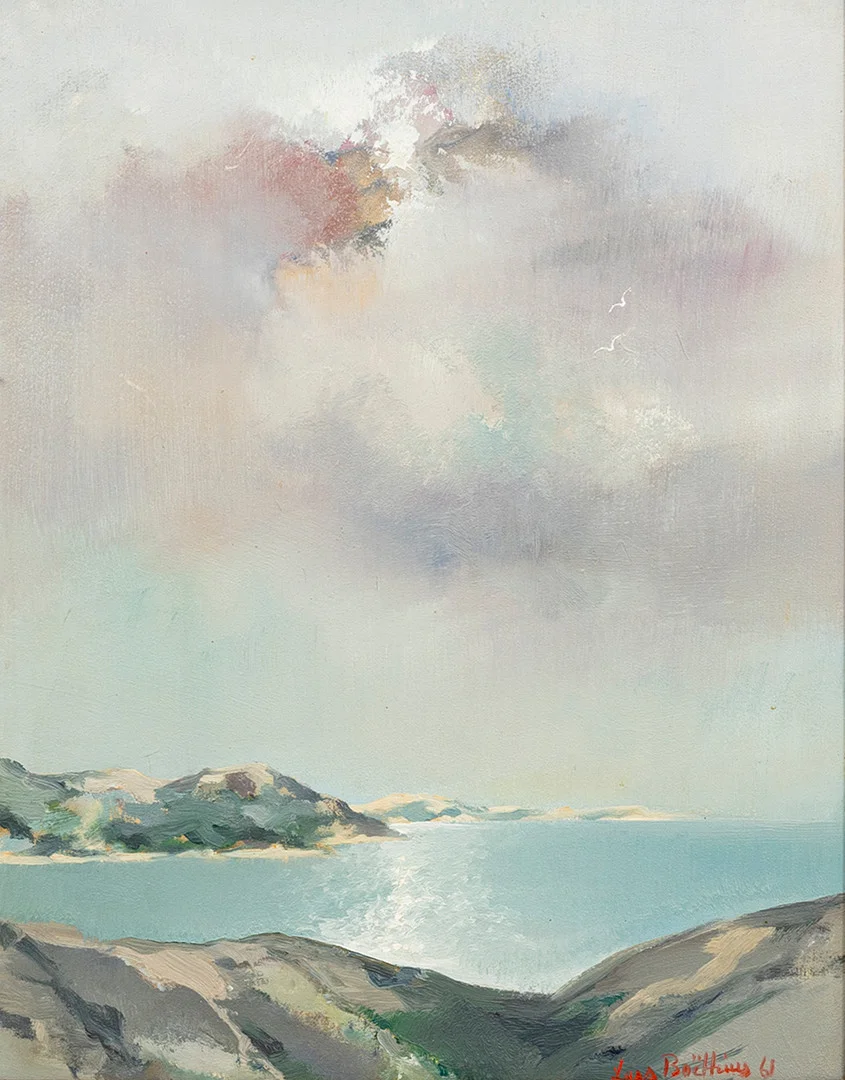 LARS BOËTHIUS. Klippor vid hav, olja på duk, signerad och daterad, -61. — Paintings — Auktionshuset Kolonn