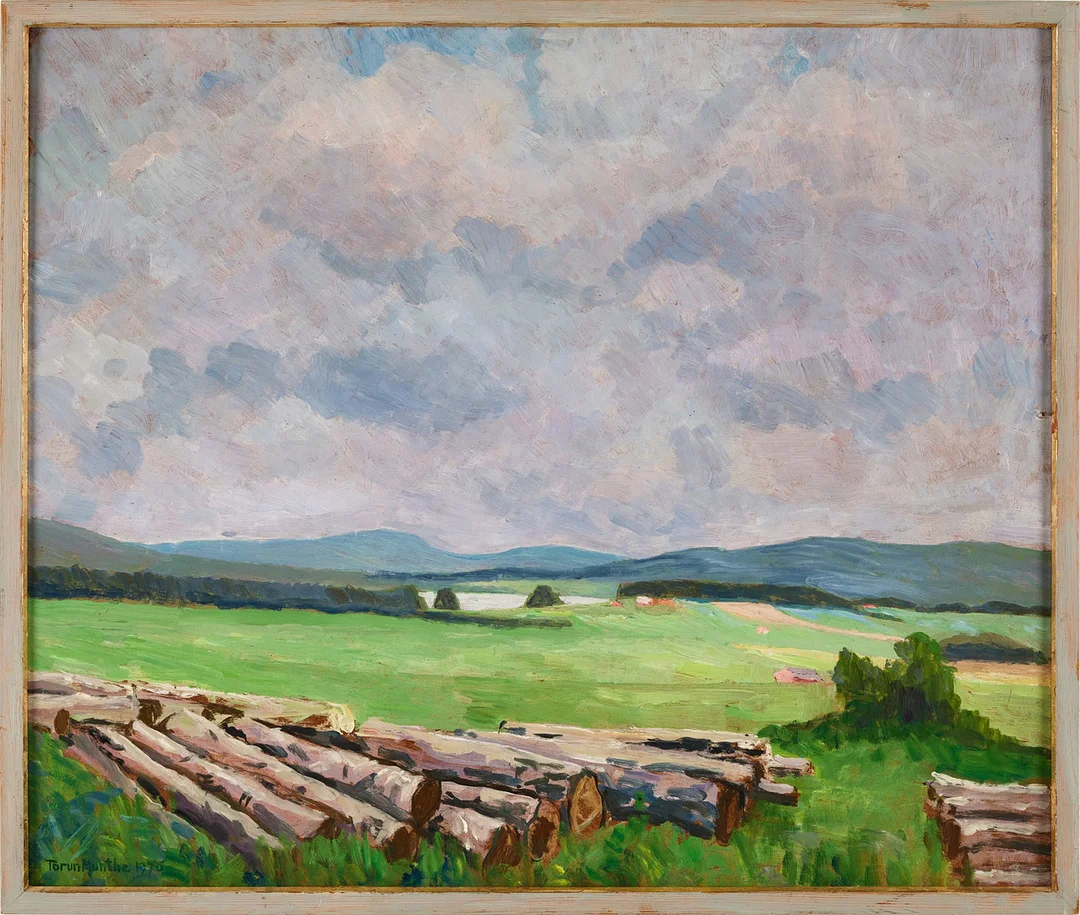 TORUN MUNTHE. Landskapsmotiv, signerad och daterad 1970, olja på pannå. — Paintings — Stockholms Auktionsverk Magasin 5