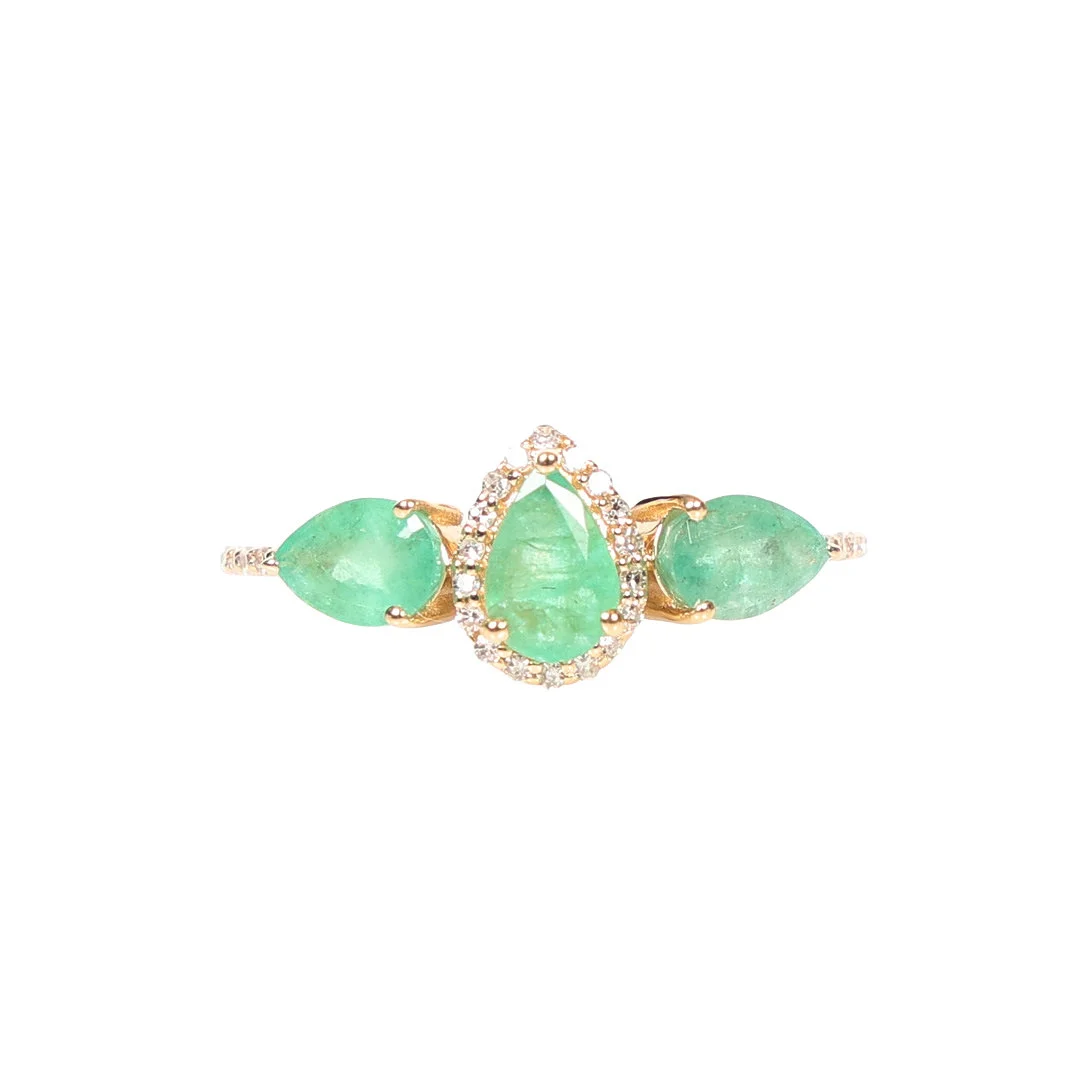 CERTIFICATED ZAMBIAN EMERALD AND DIAMOND TRILOGY RING. — Rings — Bishop & Miller