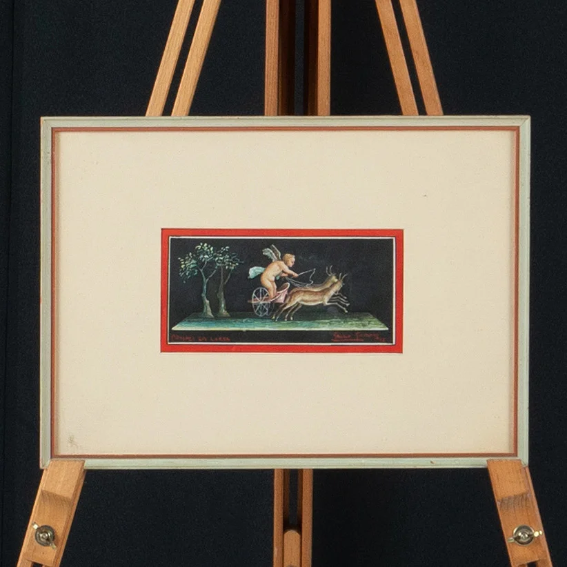 GALLO GIOVANNI. blandteknik på papper "Pompei la corsa". — Paintings — Laholms Auktionskammare