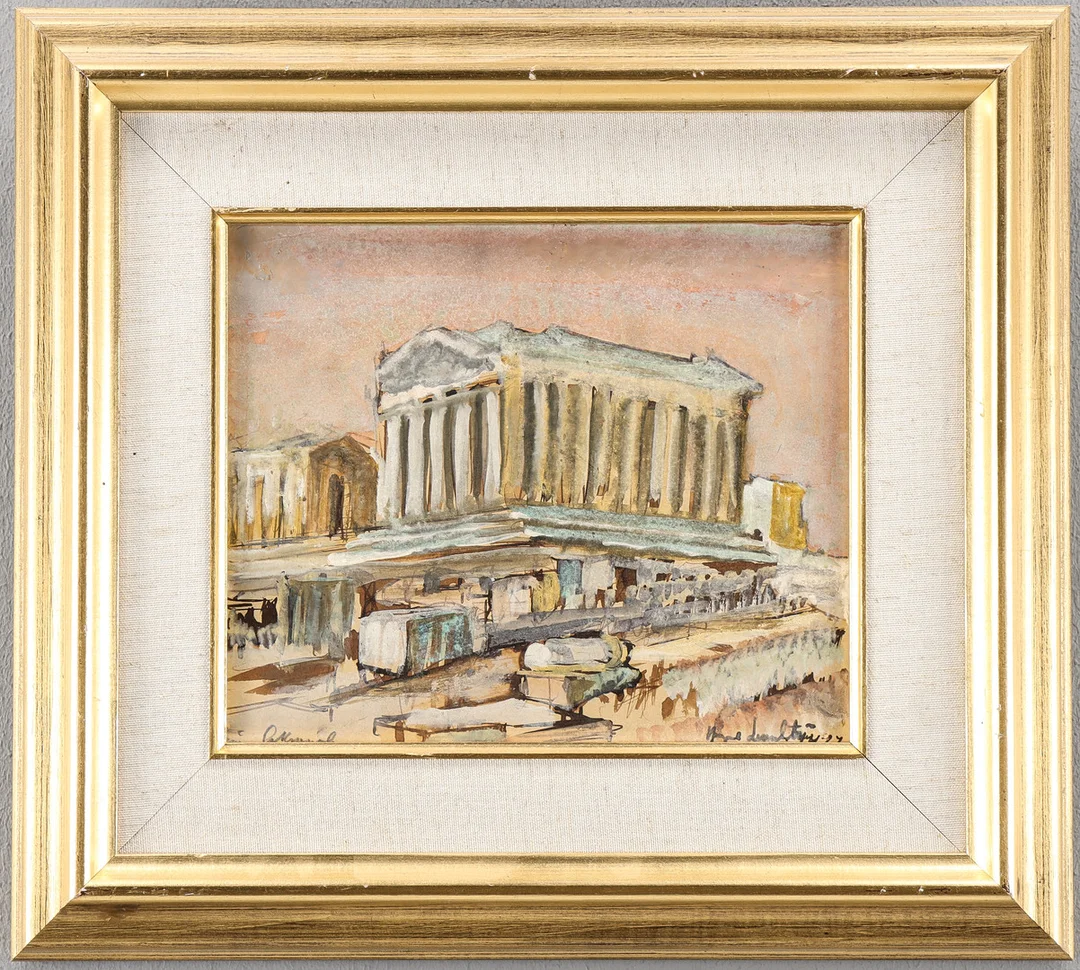 YNGVE LUNDSTRÖM. Motiv från Akropolis, Aten. — Paintings — Karlstad Hammarö Auktionsverk