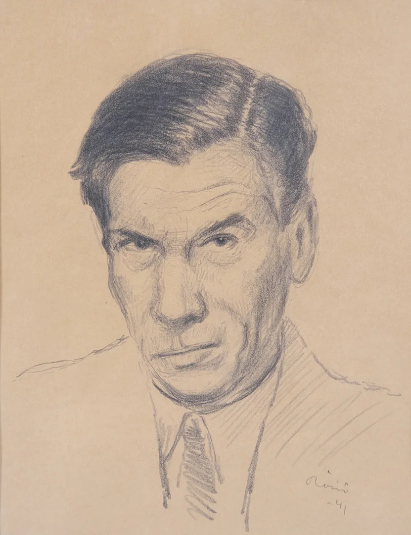 HILDING RÖSIÖ. Blyertsteckning, självporträtt, signerad och daterad 41. — Drawings — Ekenbergs Auktioner