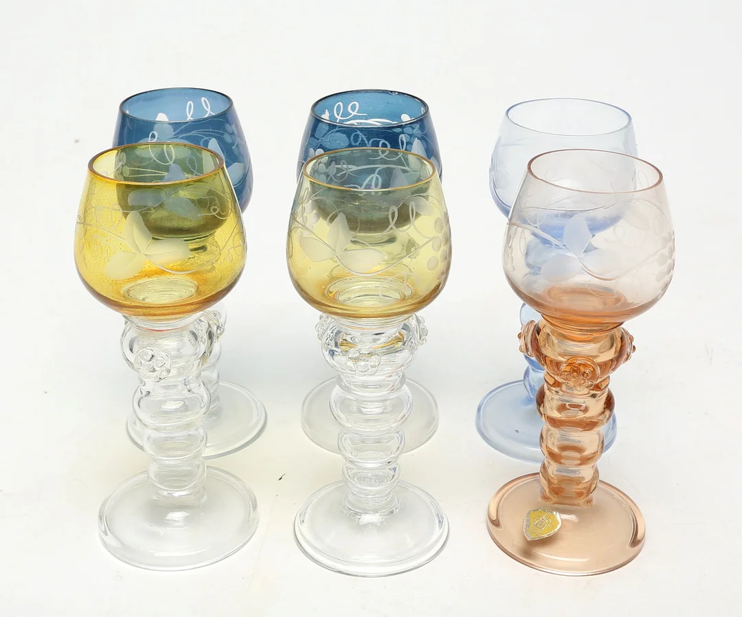 MINIREMMARE, 6 st, glas, bland annat Trelleborg. — Tableware — Kalmar Auktionsverk