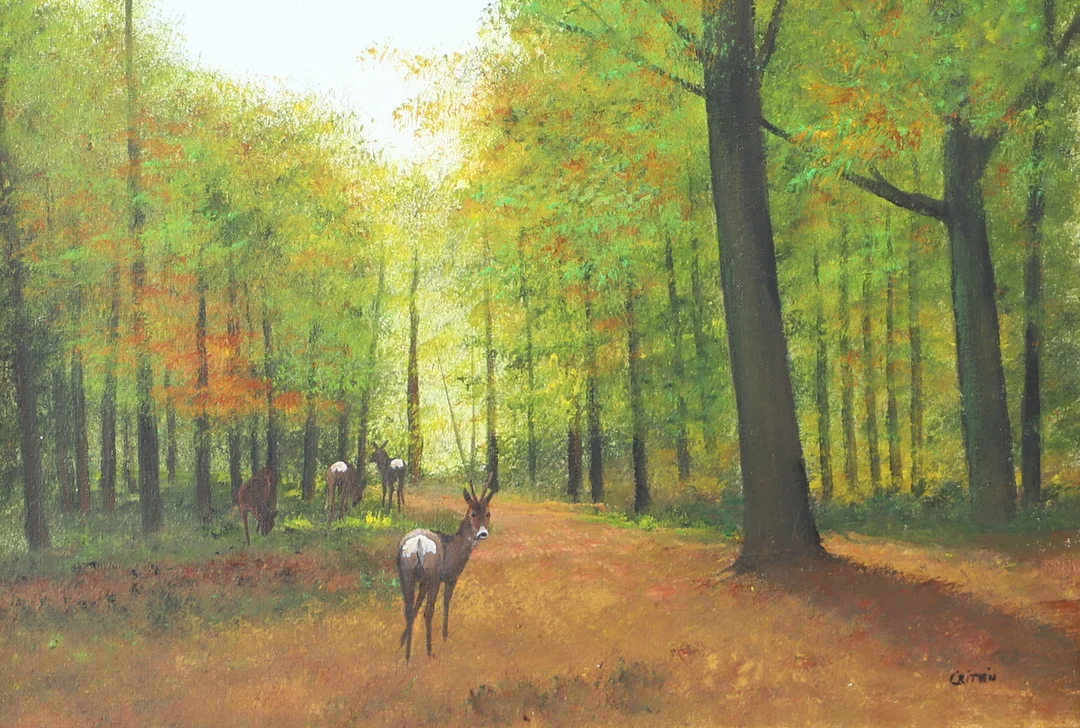 EINAR CRITÉN. Skogsparti med rådjur, olja på duk, signerad Critén. — Paintings — Helsingborgs Auktionskammare