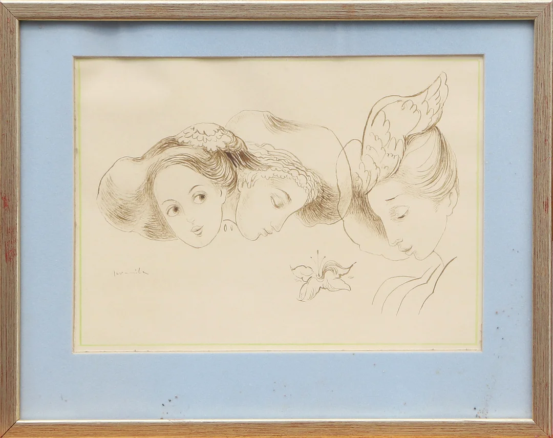 JARMILA HAKLOVÁ BULLA. TECKNING, signerad. — Drawings — Kalmar Auktionsverk