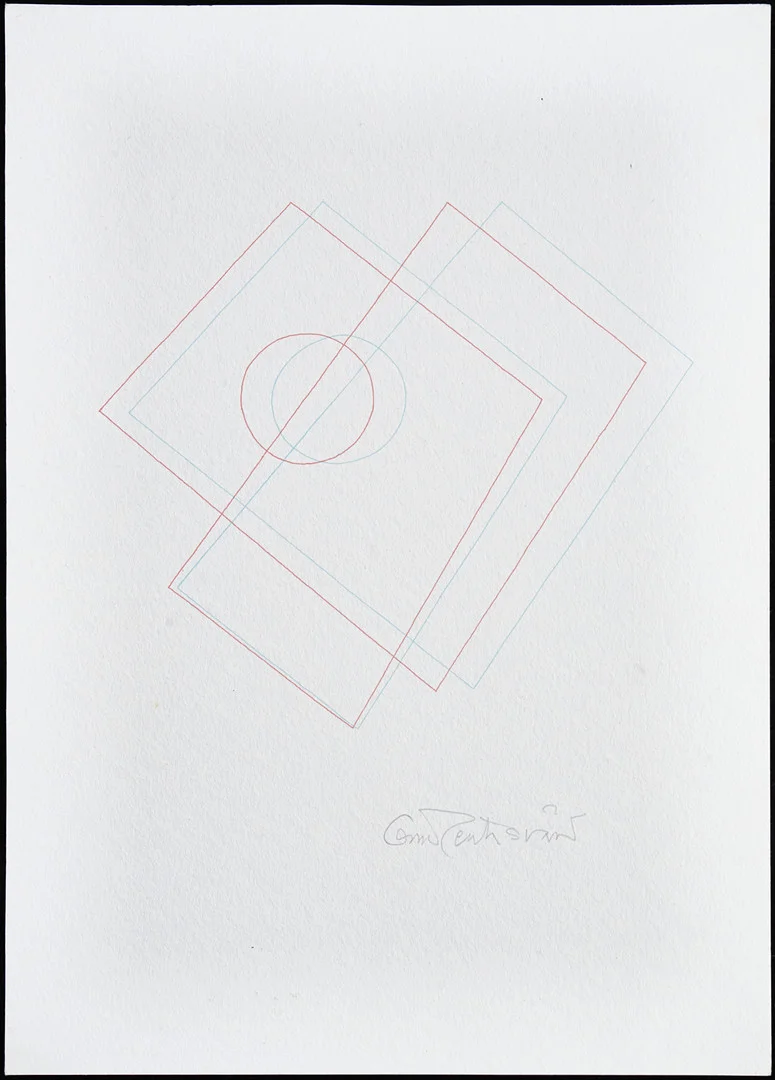OSCAR REUTERSVÄRD (Sverige, 1915-2002), Perspective japonaise - Omöjlig figur, signerad, originalteckning. — Paintings — Crafoord Auktioner Stockholm