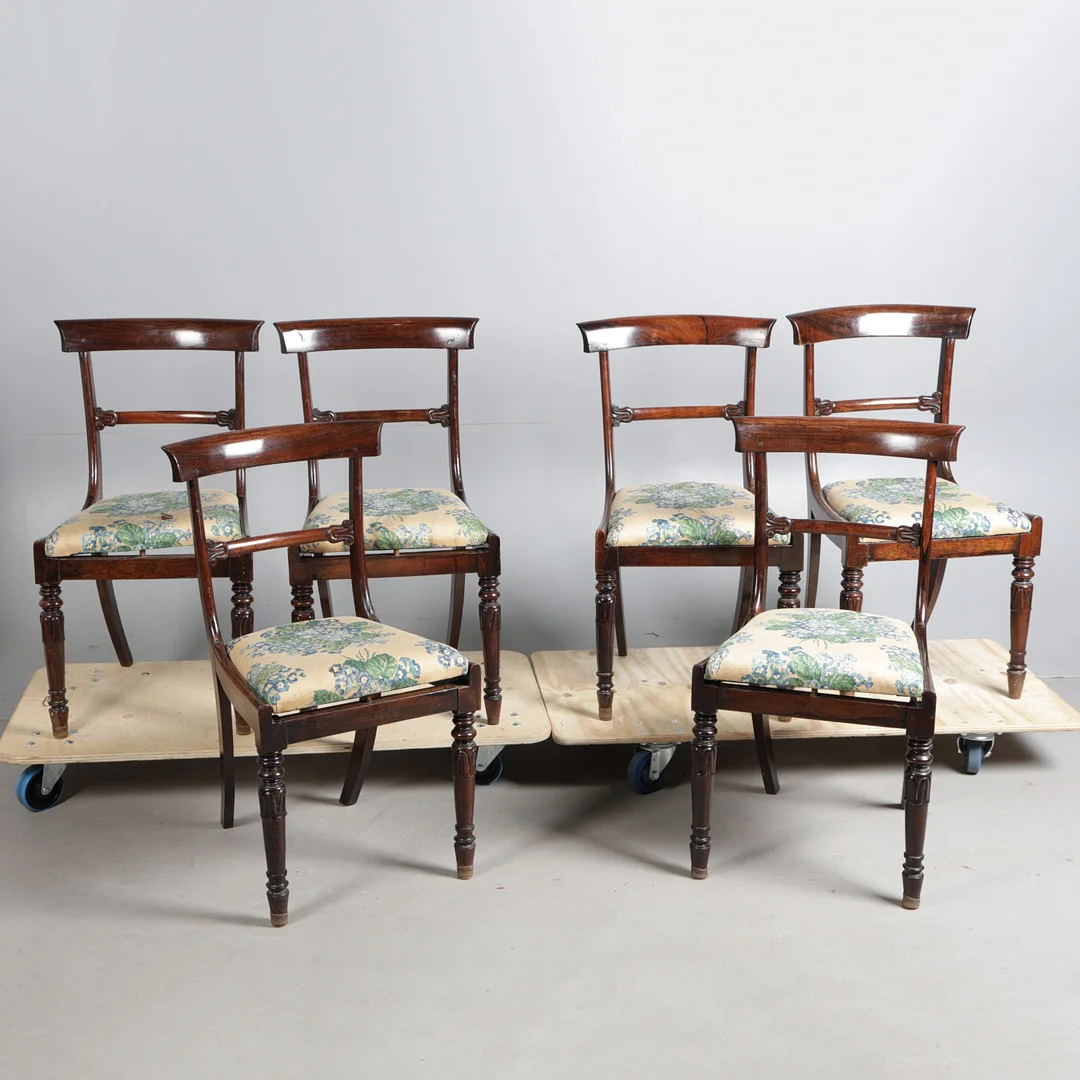 A SET OF SIX REGENCY ROSEWOOD BAR BACK CHAIRS, CIRCA 1820 (6). — Armchairs & Chairs — Bishop & Miller