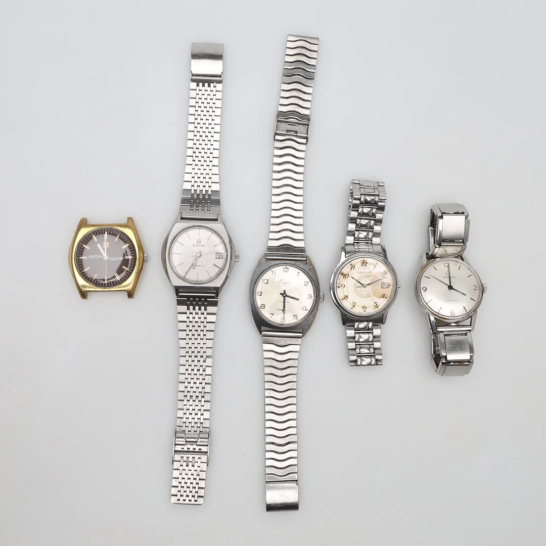 ARMBANDSUR 5 stycken, bland annat Certina,Eigar, Tissot. Quartz, manuell,automatic. — Wristwatches — Borås Auktionshall