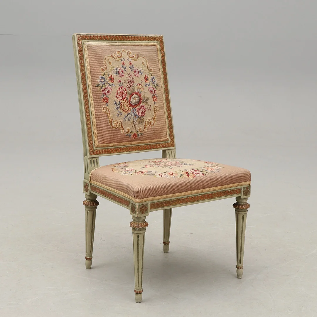 STOL. Gustaviansk. signerad MBL, Melchior Lundberg d.ä. (Verksam från ca 1775 till 1812), Stockholm. — Armchairs & Chairs — Crafoord Auktioner Malmö