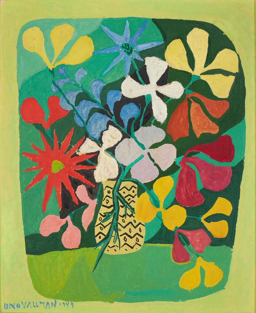 UNO VALLMAN. Blomsterstilleben. — Paintings — Stockholms Auktionsverk Sickla