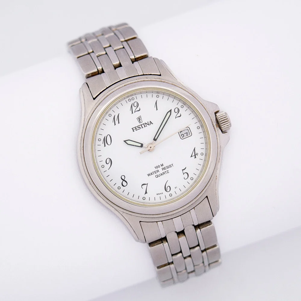 HERRENARMBANDUHR VON FESTINA, SCHWEIZ, EDELSTAHL, QUARTZ, MIT DATUMSANZEIGE. — Wristwatches — Kunst- und Auktionshaus Kleinhenz