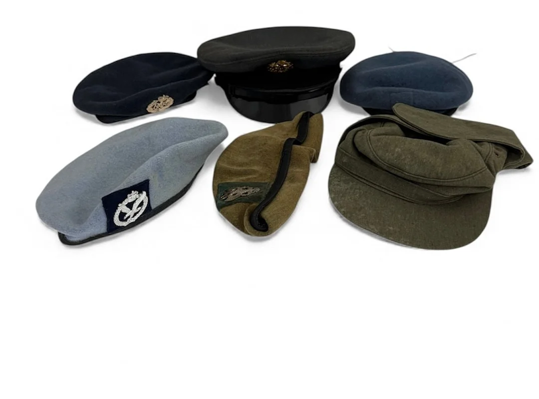 RANGE OF SIX MILITARY CAPS. — Armour & Uniform — Griffin’s Auctioneers