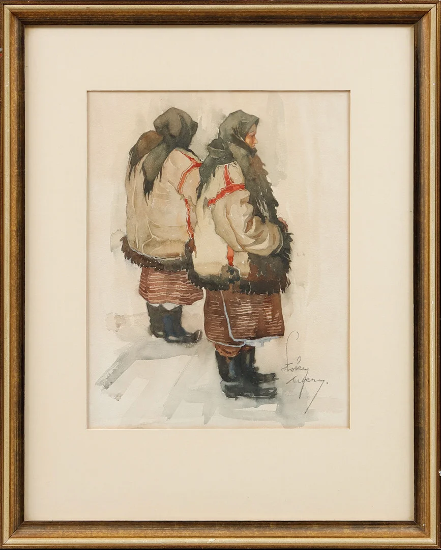 OIDENTIFIERAD KONSTNÄR. Figurscen, akvarell, signerad. — Paintings — Göteborgs Auktionsverk