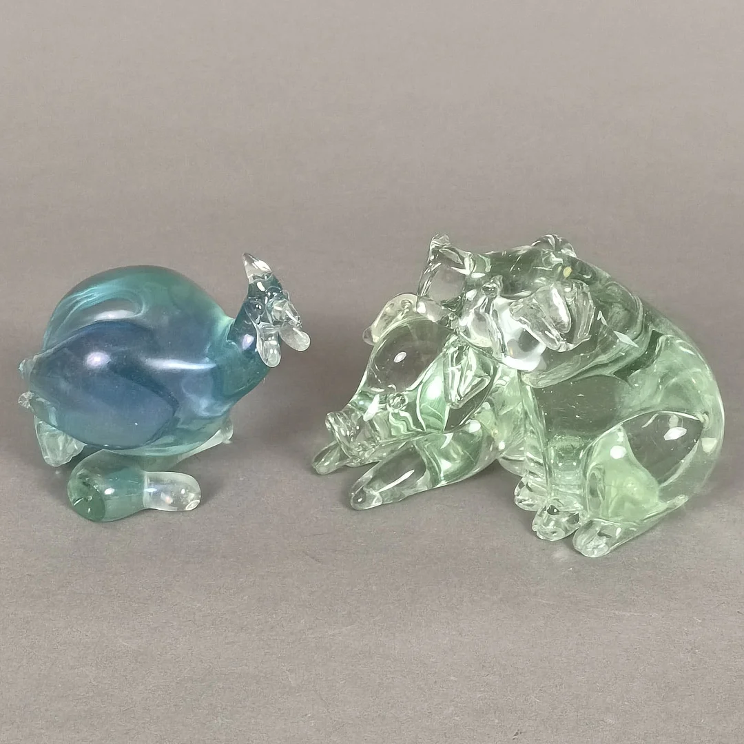 ZWEI GLASFIGUREN "TRUTHAHN" UND "SCHWEINEPAAR" - WOHL MURANO, 20. JH. — Art glass — Auktionshaus Blank