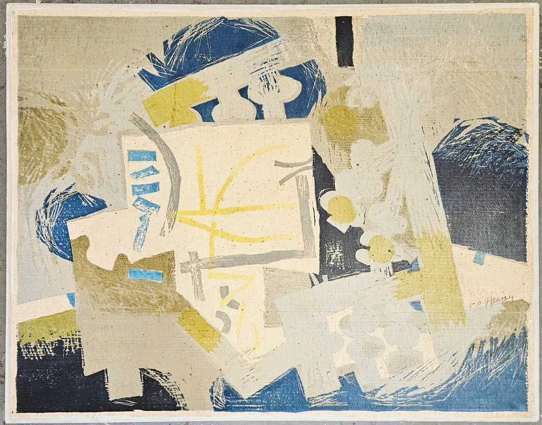 VIDE JANSON. Komposition. Färglitografi på pannå, signerad V. Janson och numrerad 8-10. — Engravings & Prints — Auktionshuset Thörner & Ek