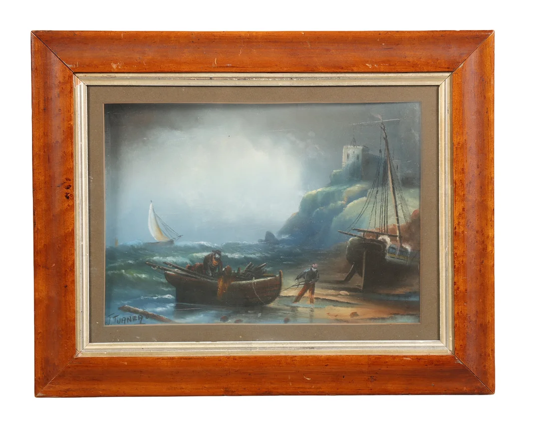 19TH CENTURY BRITISH SCHOOL, MOORED BOATS, J. TURNER. — Paintings — Bishop & Miller