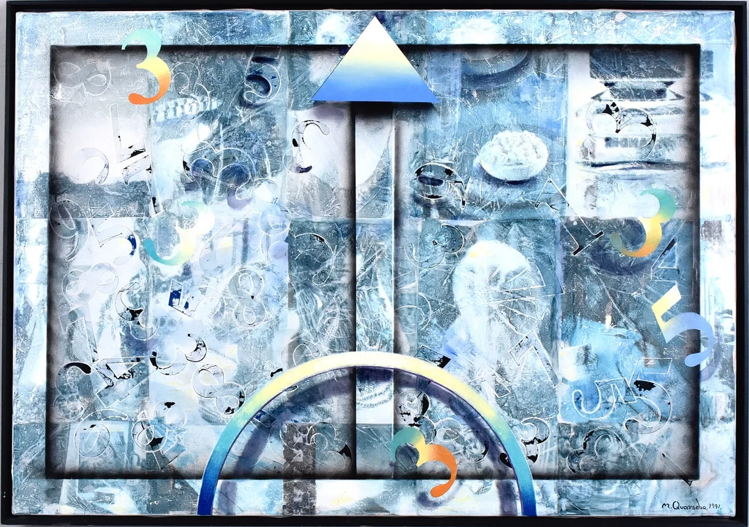 MICHAEL QVARSEBO. blandteknik på duk, "Metamorfos". — Paintings — Halmstads Auktionskammare