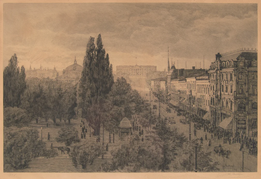 Nordhagen, Johan — "Karl Johans gate" 1917 — Kunst/Grafikk — Blomqvist