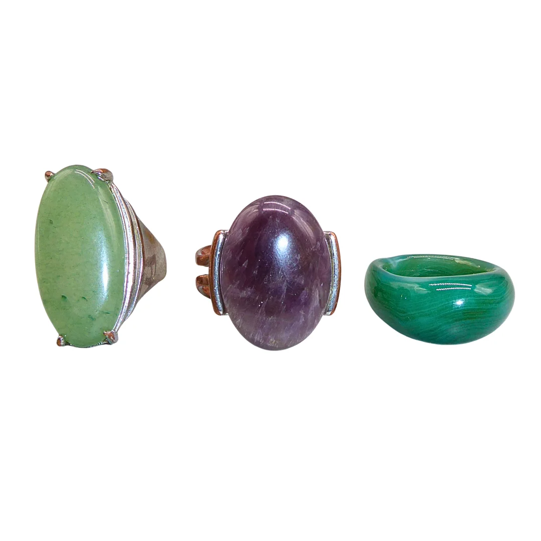 KONVOLUT MODESCHMUCKRINGE MIT STEINBESATZ, 3 STÜCKE. — Rings — Auktionshaus Stuber's Hammerschlag