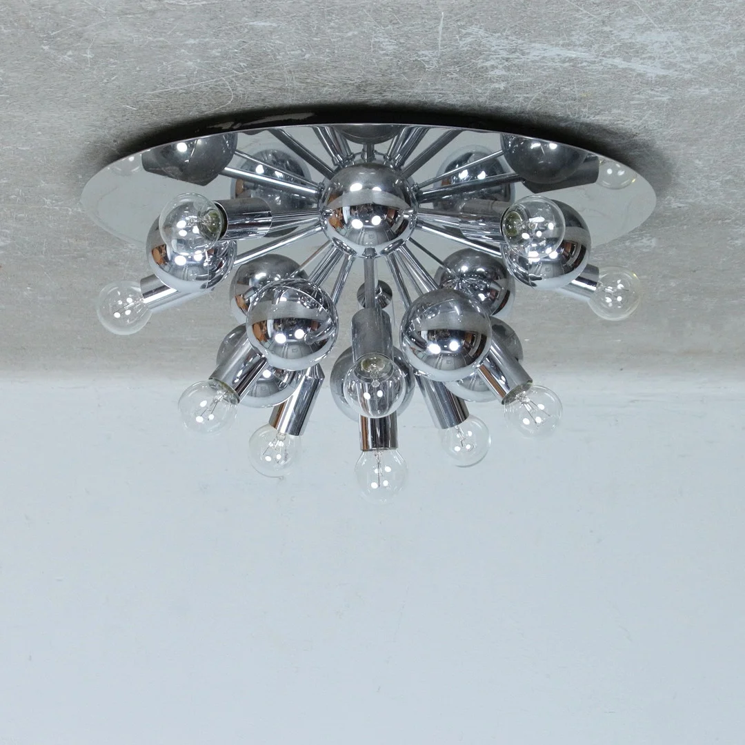 COSACK. Mid Century Wandlampe/Deckenlampe, Chrom, Deutschland, 1970er Jahre. — Ceiling lights — Stockholms Auktionsverk Düsseldorf/Neuss