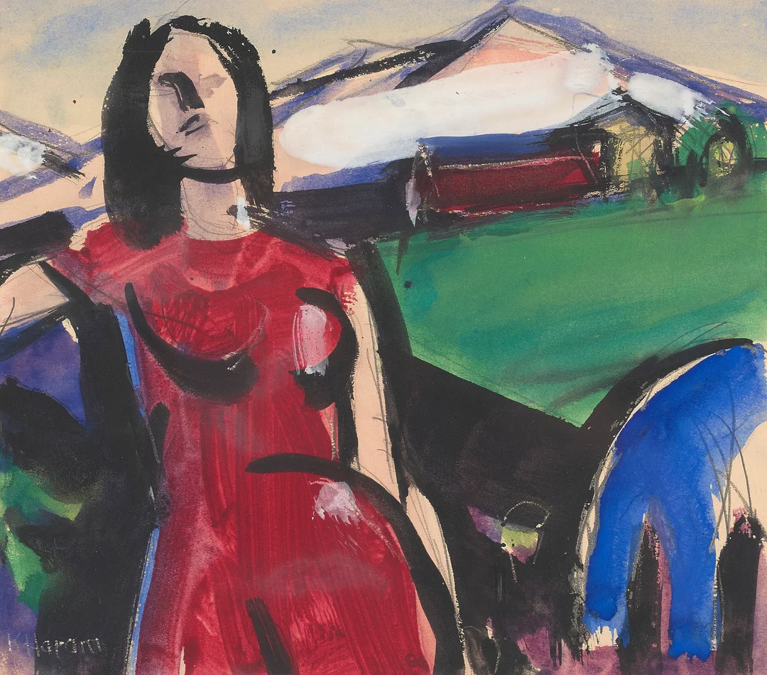 Haram, Kåre — Kvinne i rødt — Kunst/Maleri — Blomqvist