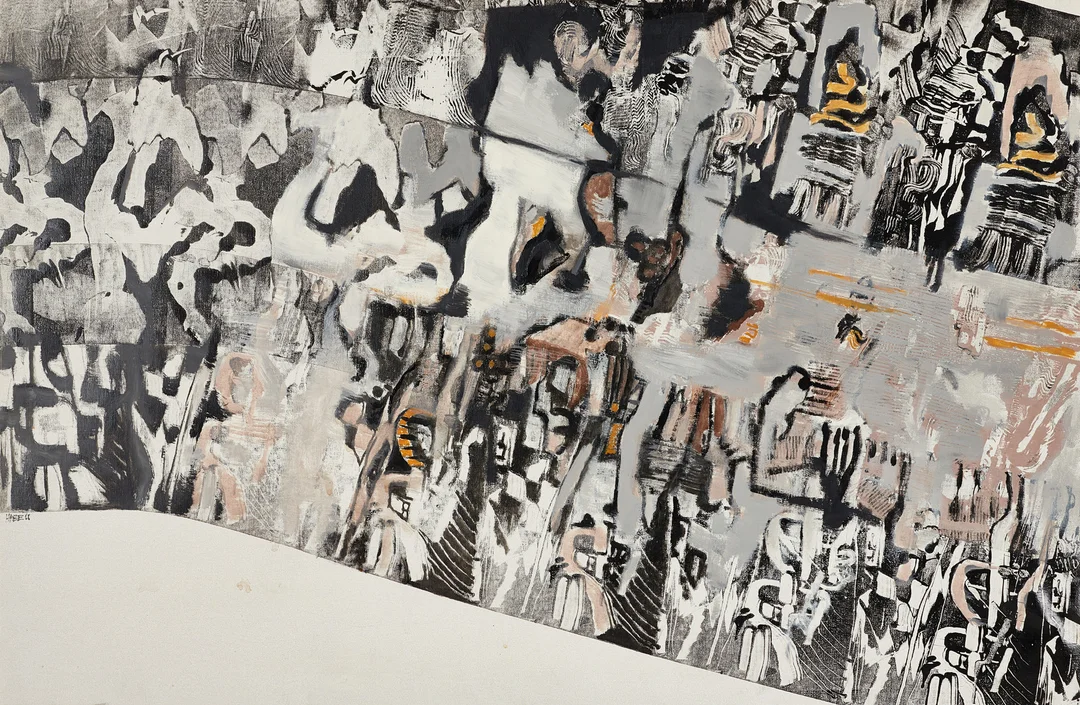 OIDENTIFIERAD KONSTNÄR. Komposition, signerad och daterad Haze -68, olja på duk. — Paintings — Crafoord Auktioner Stockholm