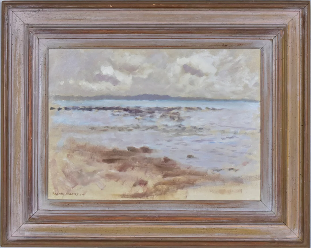 ALLAN ANDERSSON. oljemålning på duk, "Grunt vatten". — Paintings — Halmstads Auktionskammare
